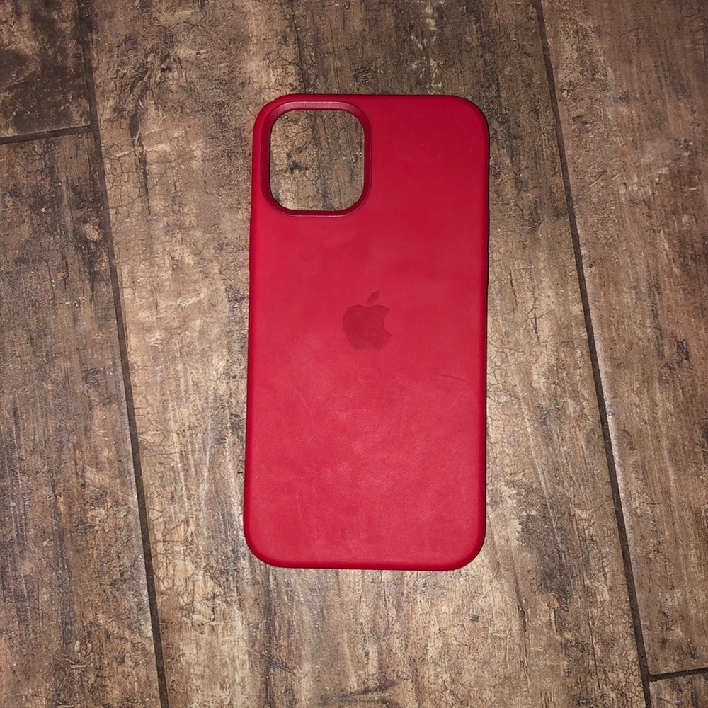 iPhone 12 Pro Max silicone case with MagSafe. Authentic red Apple case.
